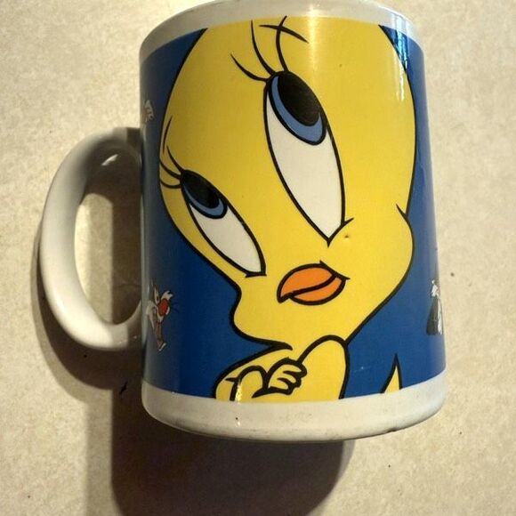 Vintage 1998 Looney Tunes Tweety Bird Sylvester the Cat Gibson Warner Bros Mug - Picture 1 of 11